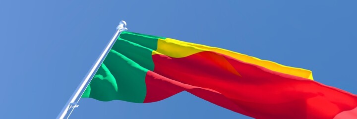 3D rendering of the national flag of Benin waving in the wind