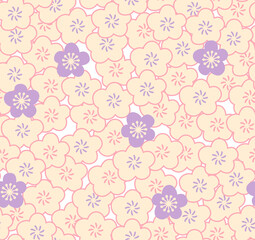 Japanese Cute Cherry Blossom Vector Seamless Pattern