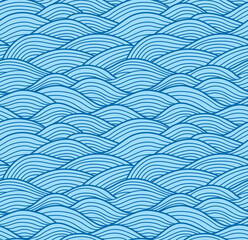 Obraz premium Japanese Swirl Ocean Wave Vector Seamless Pattern