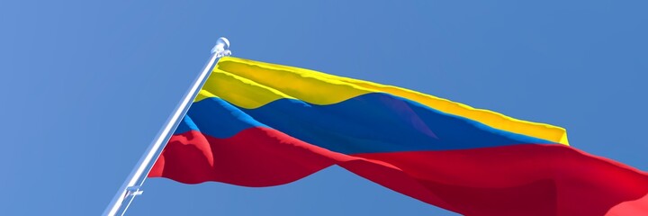 3D rendering of the national flag of Colombia waving in the wind