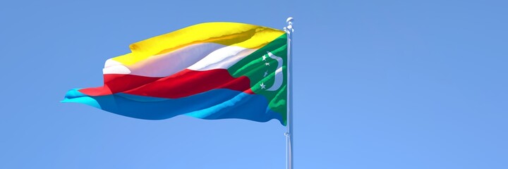 Naklejka premium 3D rendering of the national flag of Comoros waving in the wind