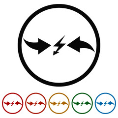 Conflict of interest ring icon, color set