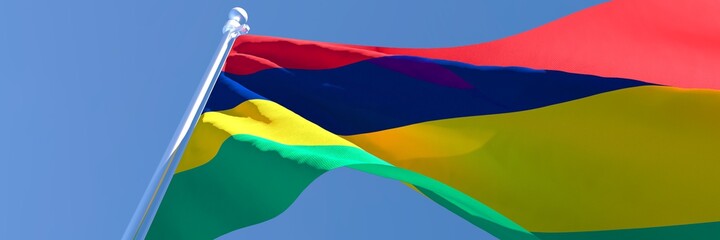 3D rendering of the national flag of Mauritius waving in the wind