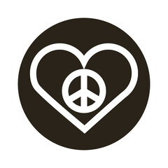 peace symbol in heart block style icon