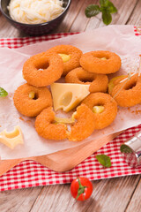 Fried cheese ring. 