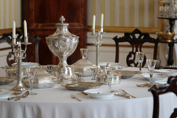 Old silver tableware