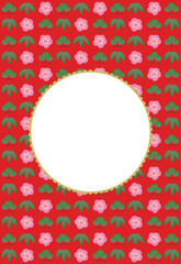 2021年 丑年の年賀状　ガーリーな松竹梅のイラスト