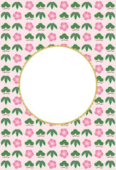 2021年 丑年の年賀状　ガーリーな松竹梅のイラスト