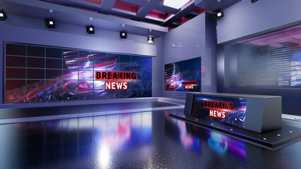 3D Virtual TV Studio News, 3d illustration