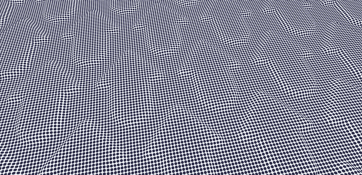 Arrows extruded from dotted pattern. Abstract background. Generative computer art. Can be used for business presentations or web design. 3d vector illustration.