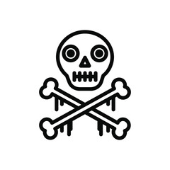 Skull with cross bones line icon. Vector illustration, Isolated on white background, Editable stroke