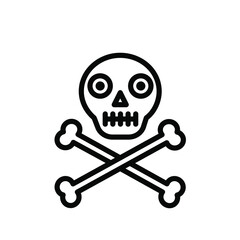 Skull with cross bones line icon. Vector illustration, Isolated on white background, Editable stroke