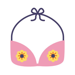 female bra with flowers feminism flat style icon