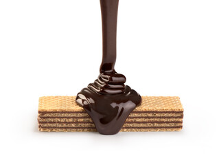 wafer with chicolate pouring isolated