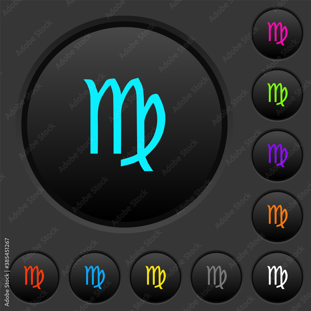 Poster virgo zodiac symbol dark push buttons with color icons