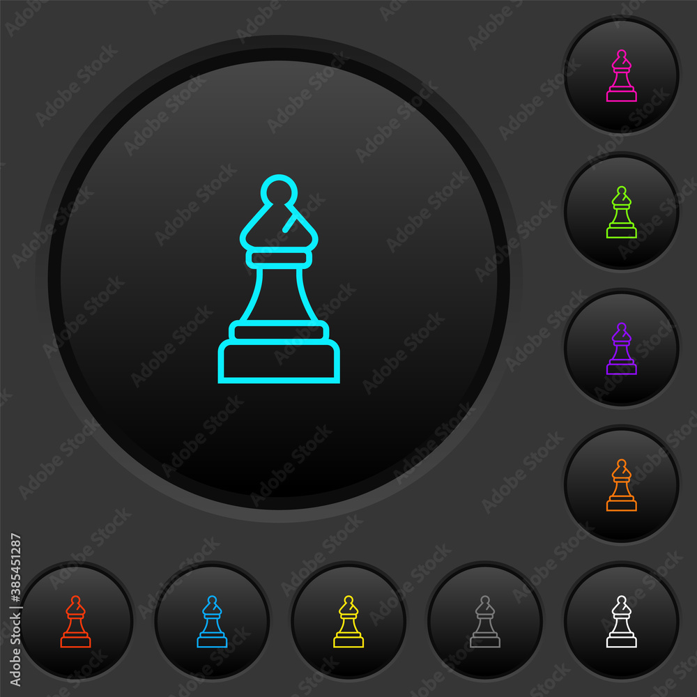 Poster white chess bishop dark push buttons with color icons