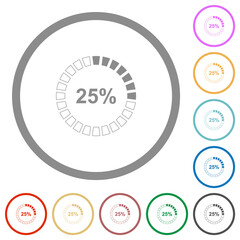 25 percent loaded flat icons with outlines