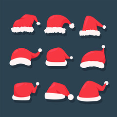 Red Christmas hat to decorate Santa Claus costume on Christmas party.