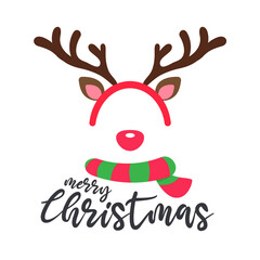 Cute reindeer face For decorating costumes and gifts for children in Christmas parties.