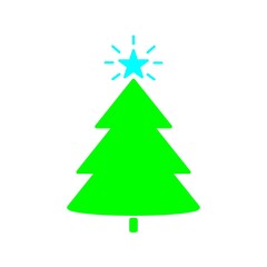 Isolated christmas tree green icon with star
