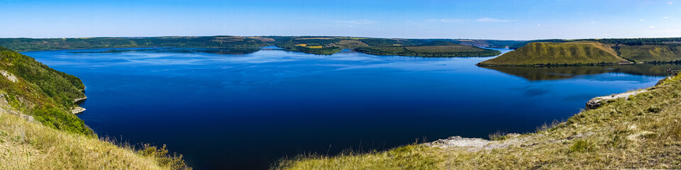 beautiful panorama landscape view of the mountains and the Dniester river Bakota