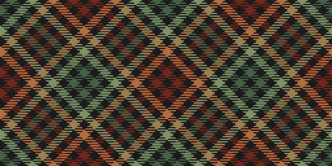 orange and brown natural leather colors and autumn soft green on black diagonal tartan traditional ornament repeatable pattern, textile texture from plaid, tablecloths, shirts, clothes, dresses