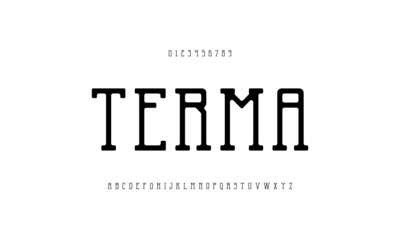 Retro Slab Serif Alphabet Vector Font. Type letters and numbers.