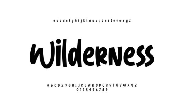 Kids font alphabet. Doodle fonts set. Uppercase, lowercase, and number.