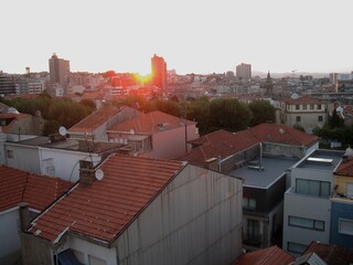 Portugal, Porto, sunrise on the roofs of the old city