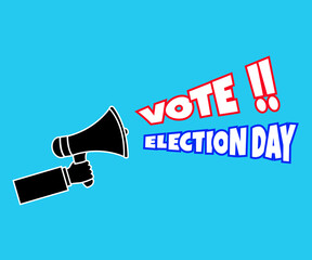 Hand holding megaphone with text Vote Elevation Day announcement. Elevation day concept. Voting concept vector.