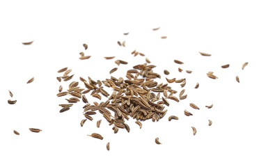 Cumin, caraway seeds isolated on white background