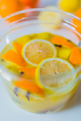 Fototapeta na wymiar A healthy drink with lemon and ginger to increase immunity.