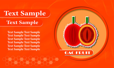 Gac fruit fruit with leaf icon. Poster Advertisement Flyers Vector Illustration
