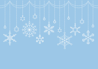 Fototapeta na wymiar 季節の素材：シンプルな雪の結晶で作ったオーナメント
