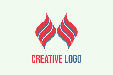 Wave or fire Vector Logo forming horns or wings with initials 