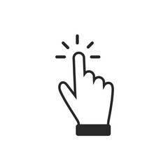 Clicking finger icon, hand pointer on white background vector