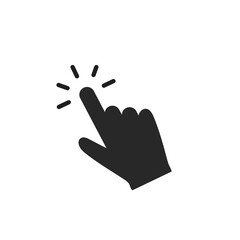 Clicking finger icon, hand pointer on white background vector