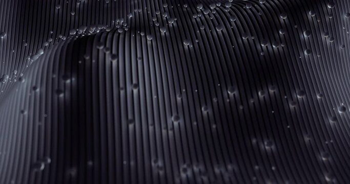 Abstract background of thin black strips of paper on which white light spheres roll