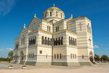 Fototapeta na wymiar Byzantine The Saint Vladimir Cathedral on the site of Chersonesos Taurica on the outskirts of Sevastopol, on the Crimean Peninsula 