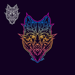 fox line art design vector template