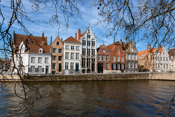 Traditional medieval architecture in the old town of Bruges (Brugge), Belgium