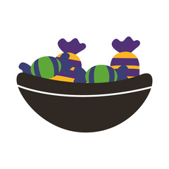 sweet candies in bowl halloween flat style icon