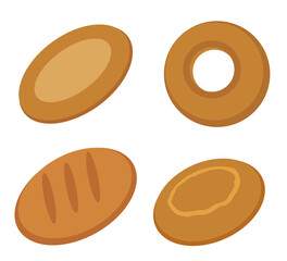 Bakery. Set of bread. Isolated objects on a white background. Vector illustration.