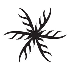 Abstract decorative flower. Black silhouette. Isolated on a white background. Vector illustration.