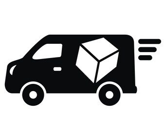 Van, black vector icon on white background