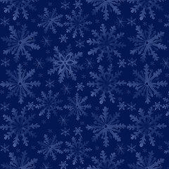 Fototapeta na wymiar Seamless pattern against dark blue background, New Year and Christmas. 