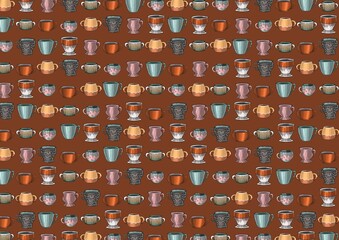 A set of cups for drinks. Manual illustration. Elements for design.