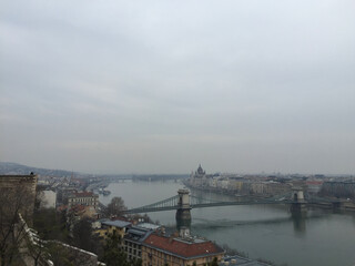 Fototapeta na wymiar cityscape of Budapest city in winter