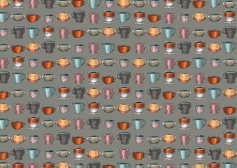 A set of cups for drinks. Manual illustration. Elements for design.