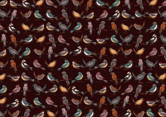  Background drawing for design. An image of magic birds.